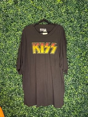Vintage Kiss Black Kids Tee with Yellow-Red Logo